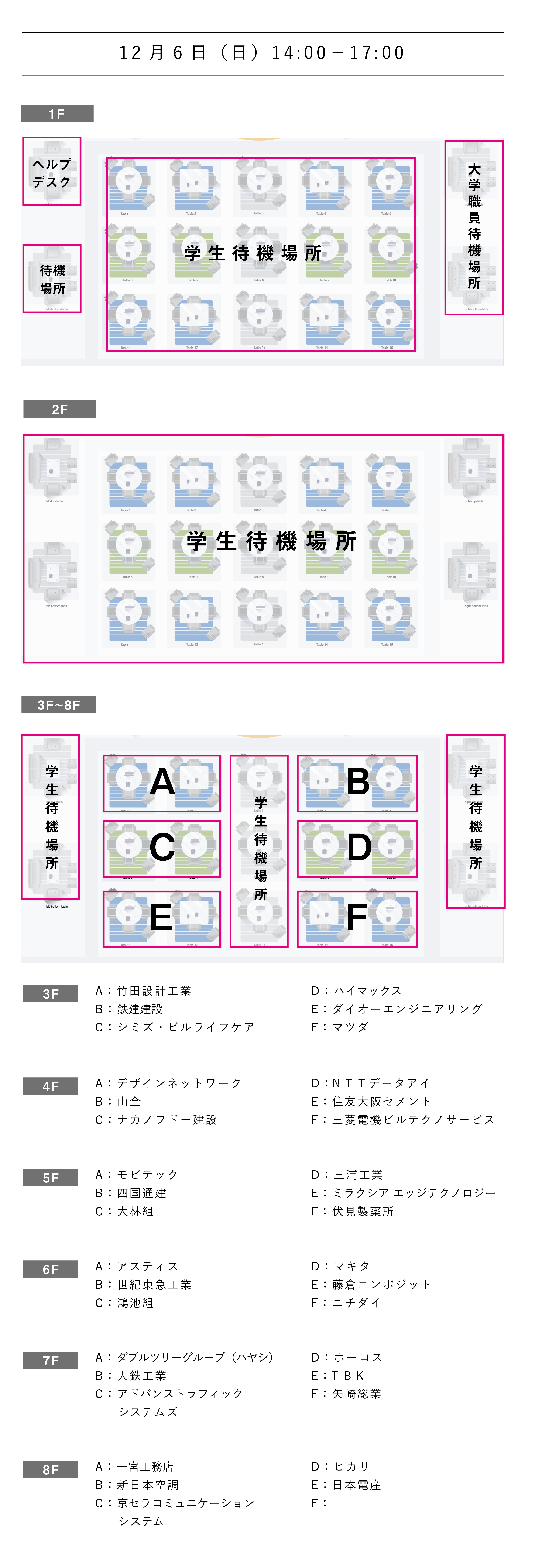 高知県立大学 高知工科大学 令和２年度学内合同業界研究セミナー会場map 12月6日14 00